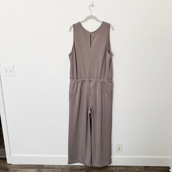 [Sarin Mathews] Coffee Gray Air Essentials Sleeveless Wide Leg Jumpsuit Size XXL - Picture 3 of 12